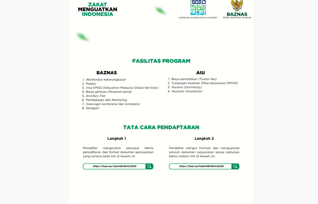 Beasiswa Cendekia Baznas 2026 Resmi Dibuka Begini Cara Daftar dan Syaratnya
