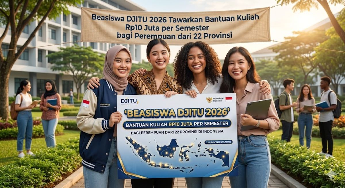 Beasiswa DJITU 2026 Tawarkan Bantuan Kuliah Rp10 Juta per Semester bagi Perempuan dari 22 Provinsi